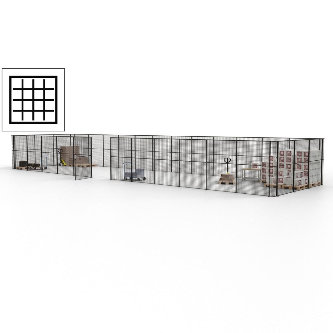 Maschinen Schutzgitter - Hallentrennwand - Sicherheitszaun - Tür - 45 m - 2.200 x 18.400 x 4.900 mm (HxBxT) - enzianblau