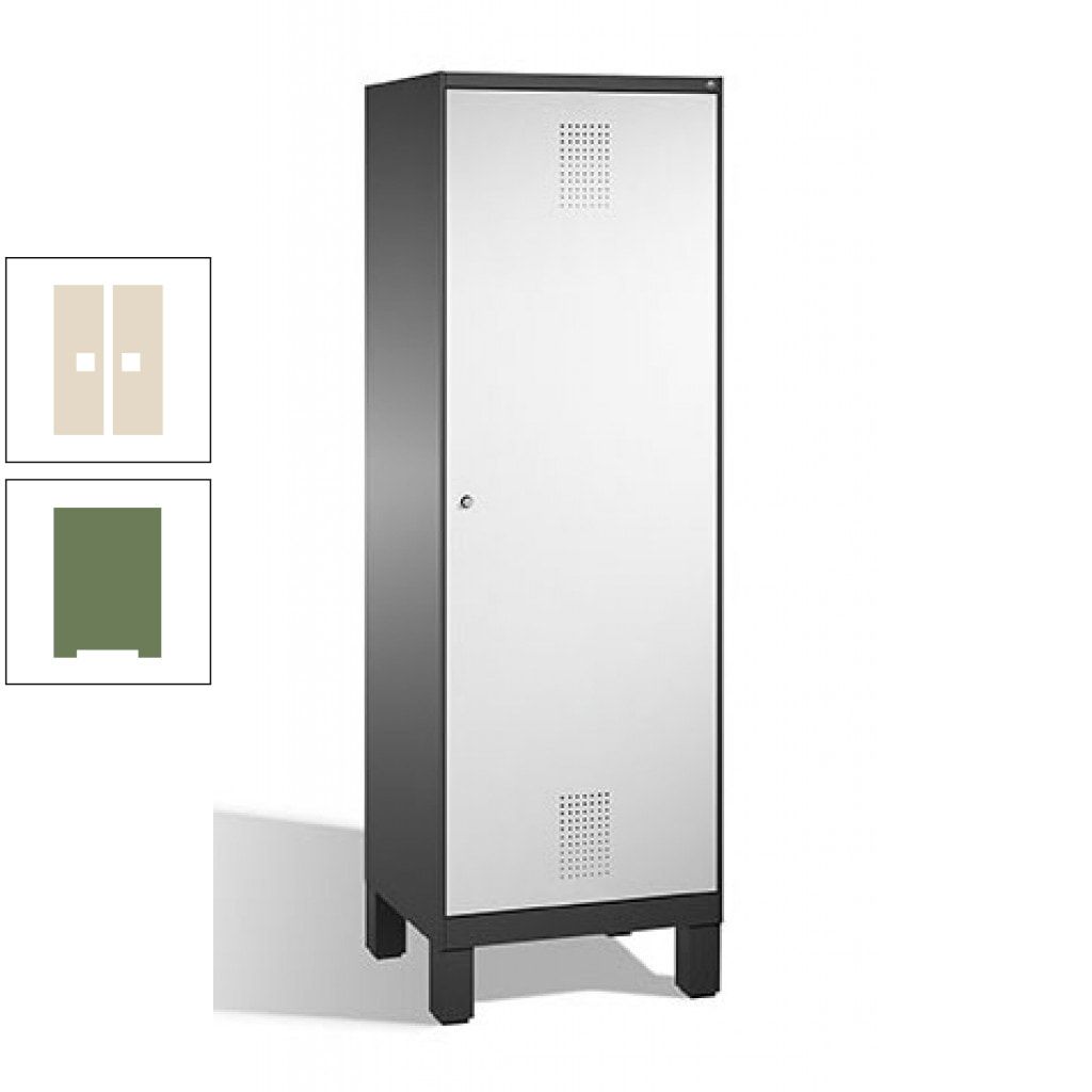 Doppel-Spind, Garderobenschrank, 1 Tür für 2 Abteile a 300 mm, Korpus anthrazitgrau, Türen anthrazitgrau, 1.850 x 600 x 500 mm (HxBxT)
