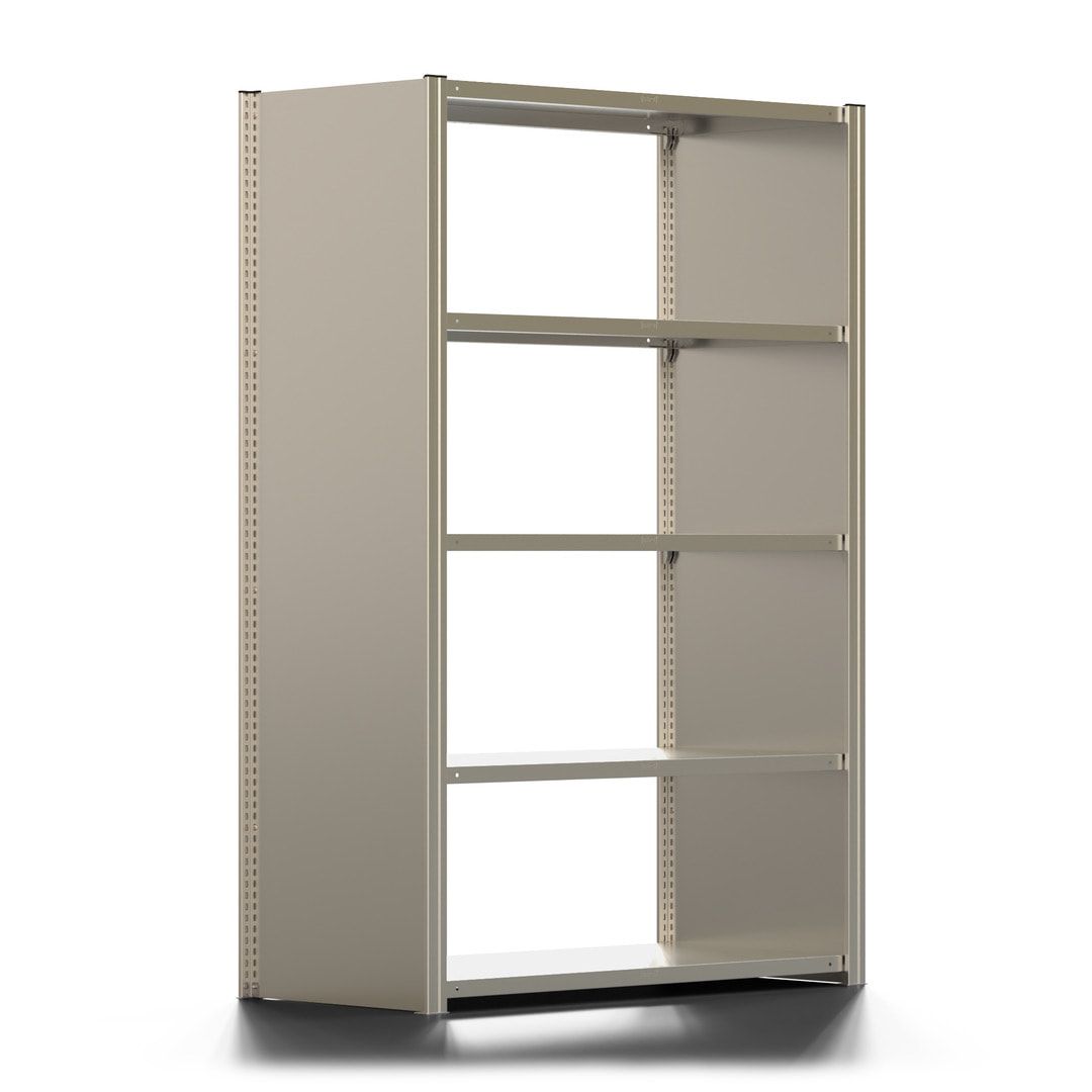 Fachbodenregal mit Seitenwand - 350 kg - 2.000 x 1.285 x 600 mm (HxBxT) - Anbauregal - 5 Böden - verzinkt - Lagerregal - Steckregal - BERT