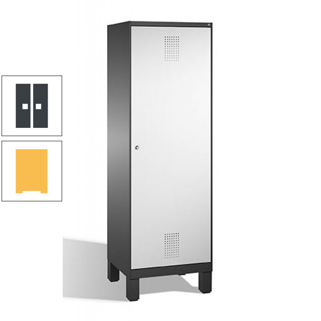 Doppel-Spind, Garderobenschrank, 1 Tür für 2 Abteile a 300 mm, Korpus anthrazitgrau, Türen anthrazitgrau, 1.850 x 600 x 500 mm (HxBxT)