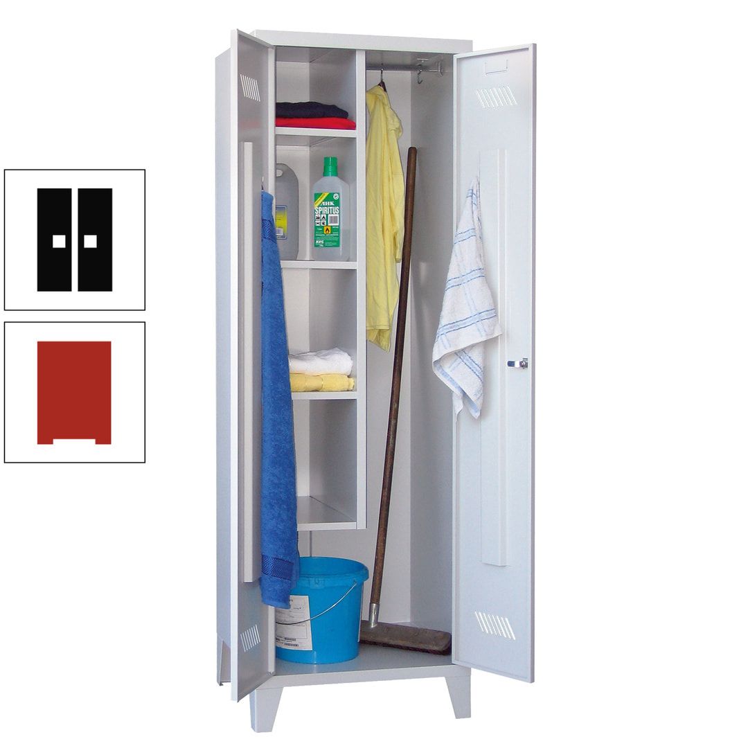 Putzschrank mit Füßen - 1 Abteil mit Trennwand - 1.850x600x500 mm (HxBxT) - Drehriegel - anthrazitgrau