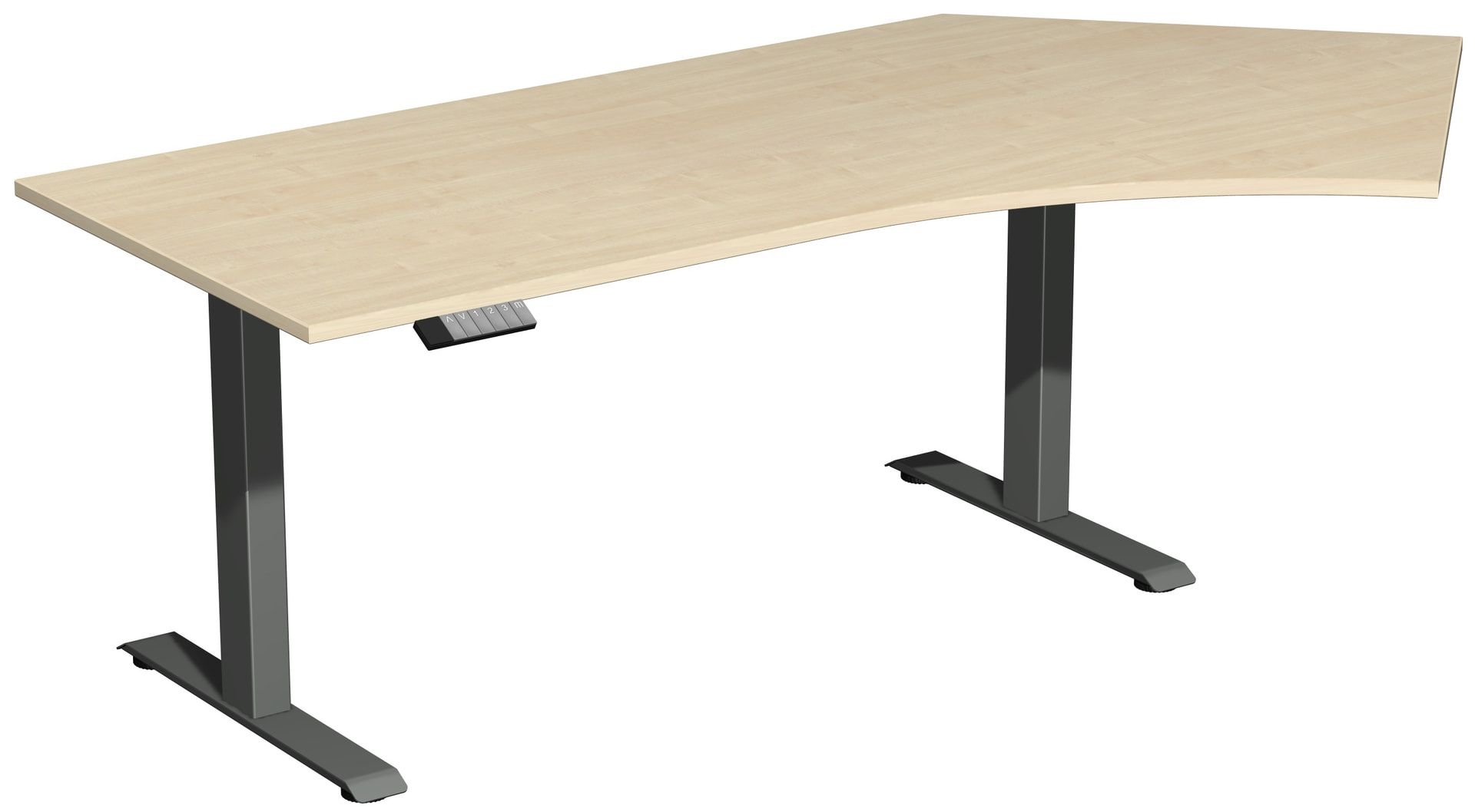 Winkelschreibtisch, Winkel rechts, Elevate Basic, elektronisch höhenverstellbar, 730 - 1.230 x 2.166 x 1.130 mm (HxBxT), Gestell anthrazit, Dekor Onyx