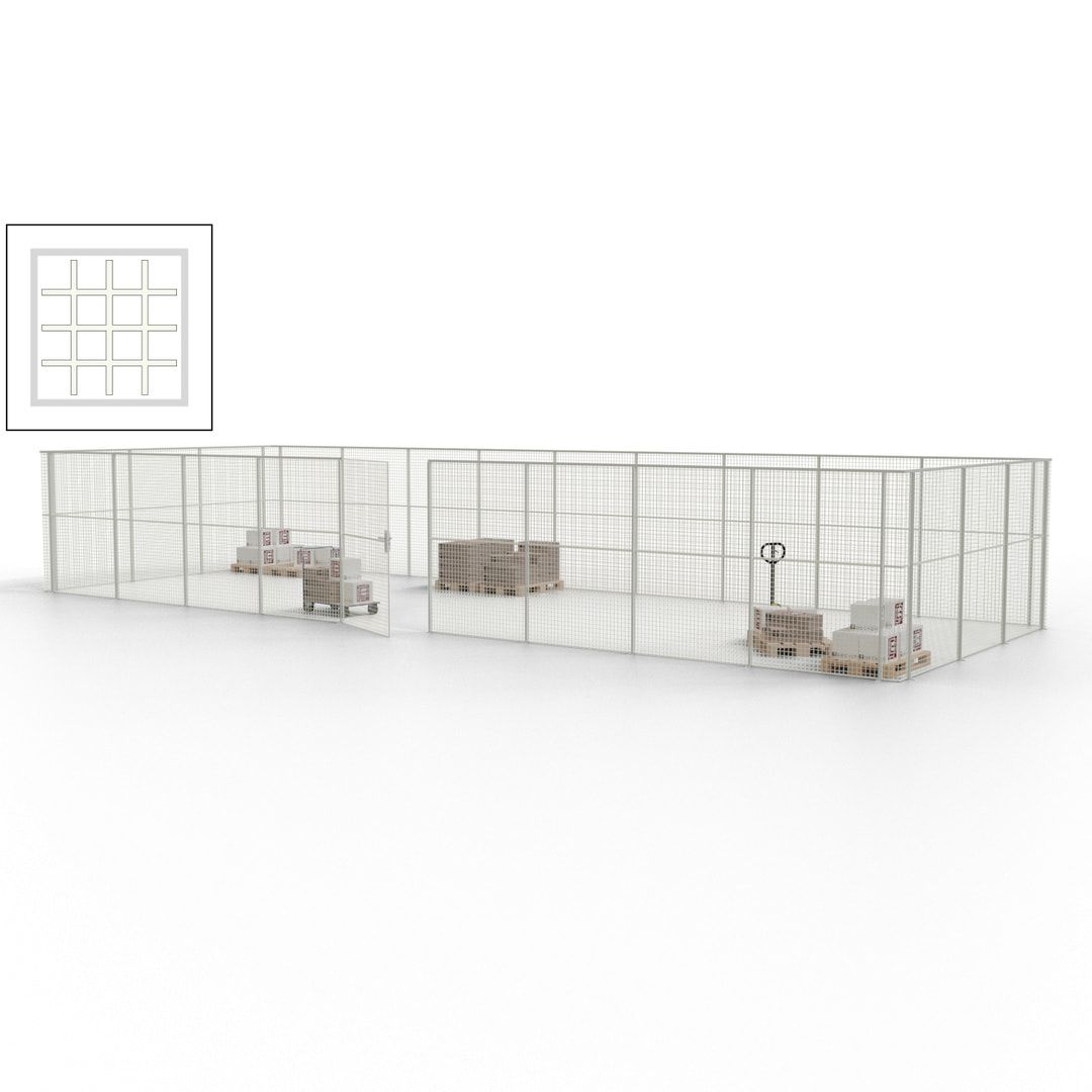 Maschinen Schutzgitter - Hallentrennwand - Sicherheitszaun - Tür - 36 m - 2.200 x 13.900 x 4.900 mm (HxBxT) - enzianblau