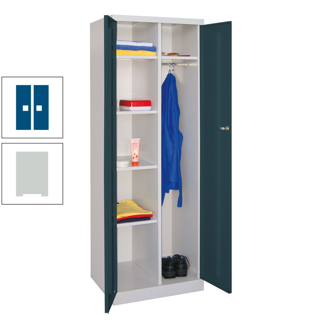 Kleiderschrank mit Sockel - Spind - 1 Abteil mit Trennwand - 1.800x600x500 mm (HxBxT) - Zylinderschloss - anthrazitgrau