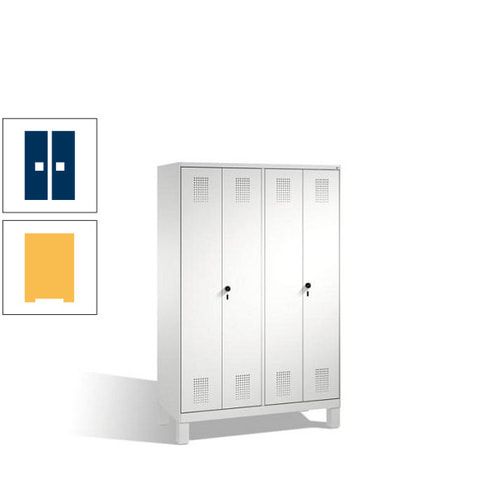 Doppel-Spind, Doppeltüren, Garderobenschrank mit Füßen, 4 Abteile a 300 mm, Korpus anthrazitgrau, Tür anthrazitgrau, 1.850 x 1.200 x 500 mm (HxBxT)
