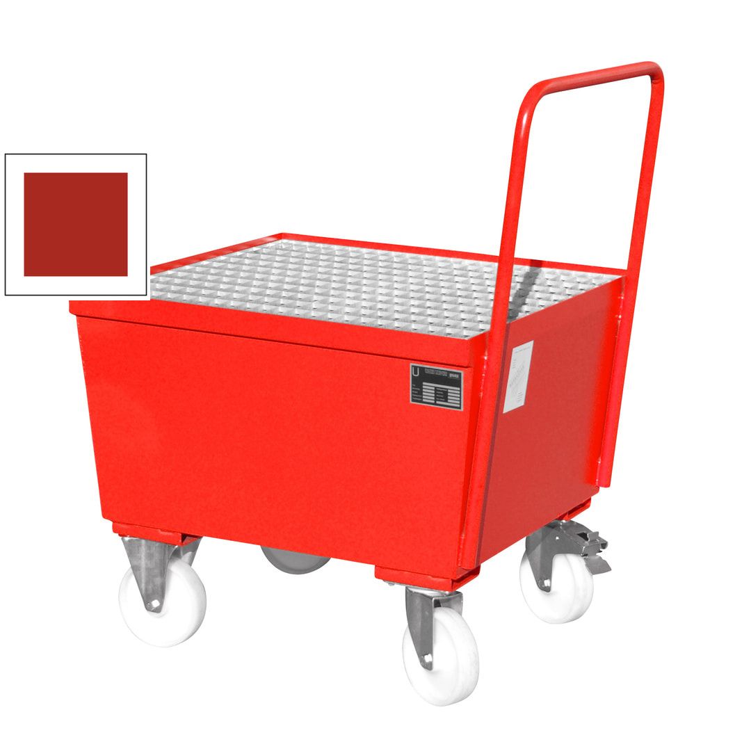 Auffangwanne - 215 l - für 1 x 200-l-Fass - Rollen - Griff - feuerrot