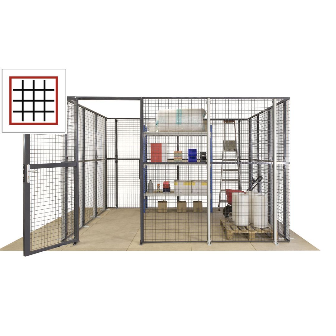 Maschinen Schutzgitter - Hallentrennwand - Sicherheitszaun - Tür - 72 m - 2.200 x 21.400 x 15.400 mm (HxBxT) - enzianblau