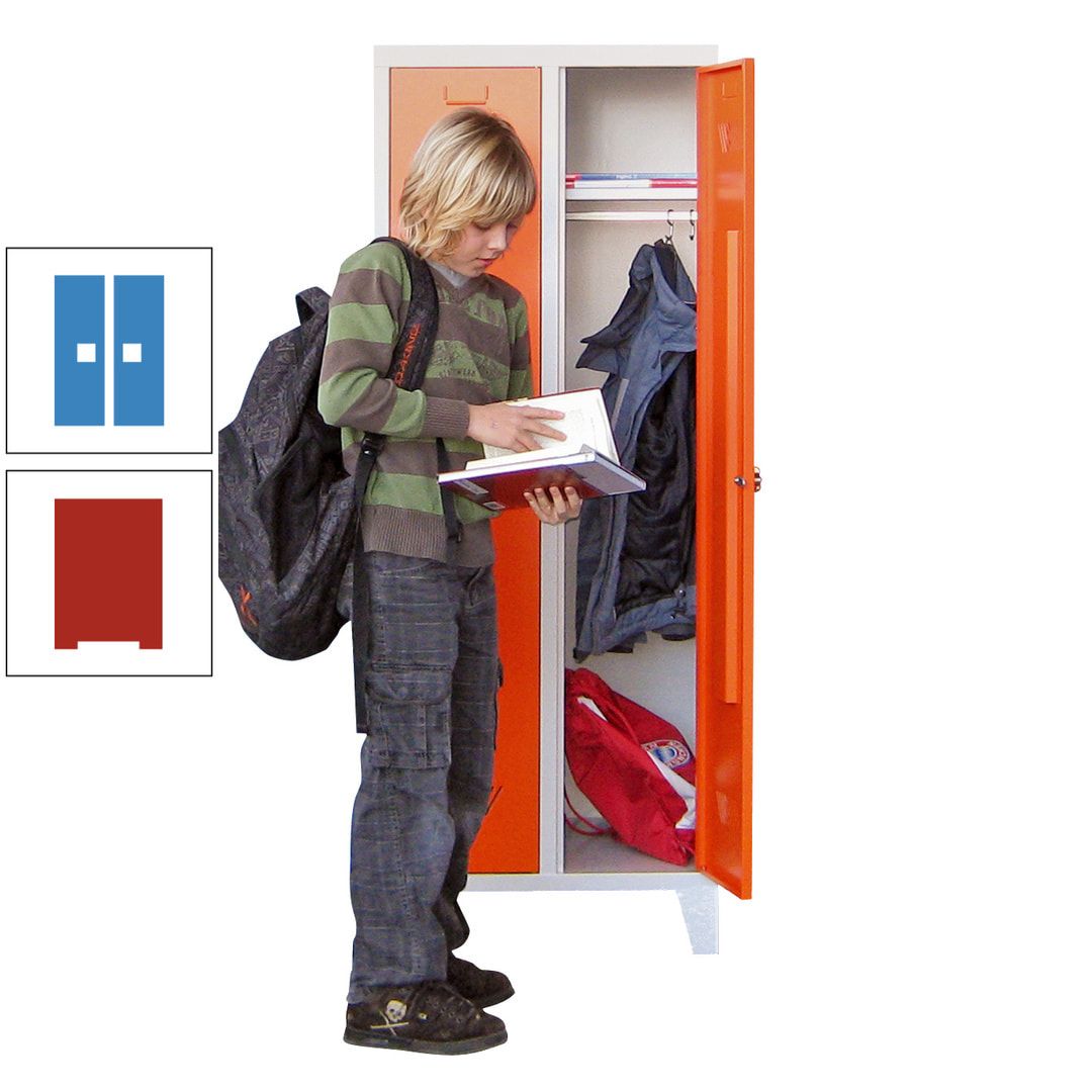 Spindschrank f. Schulen - mit Füßen - Höhe 1.600 mm - 3 Abteile a 300 mm - Drehriegel - anthrazitgrau