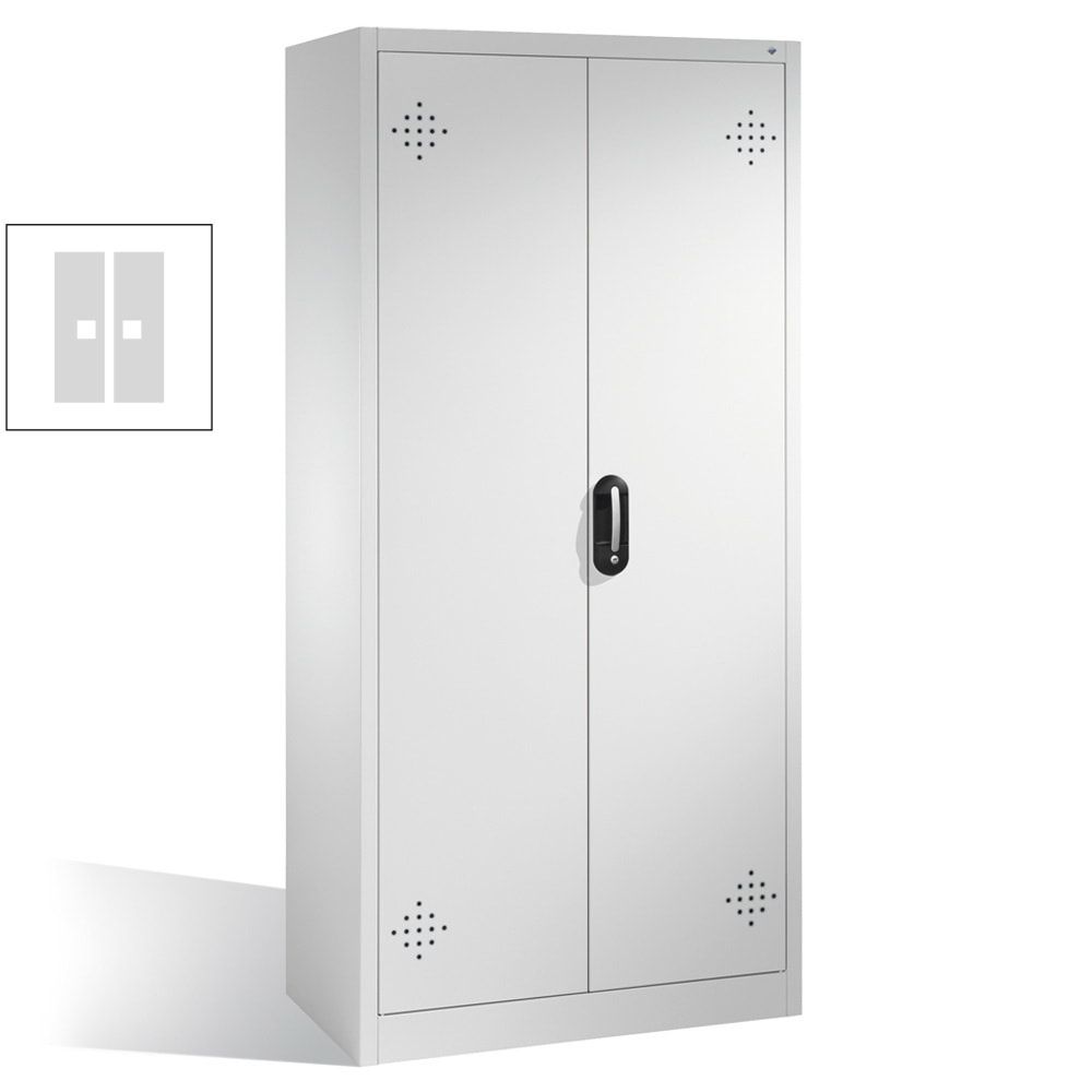 C+P Umweltschrank mit 4 Wannenböden, für wassergefährdende Stoffe, mit Flügeltüren, 1.950 x 930 x 500 mm (HxBxT), Farbe lichtgrau
