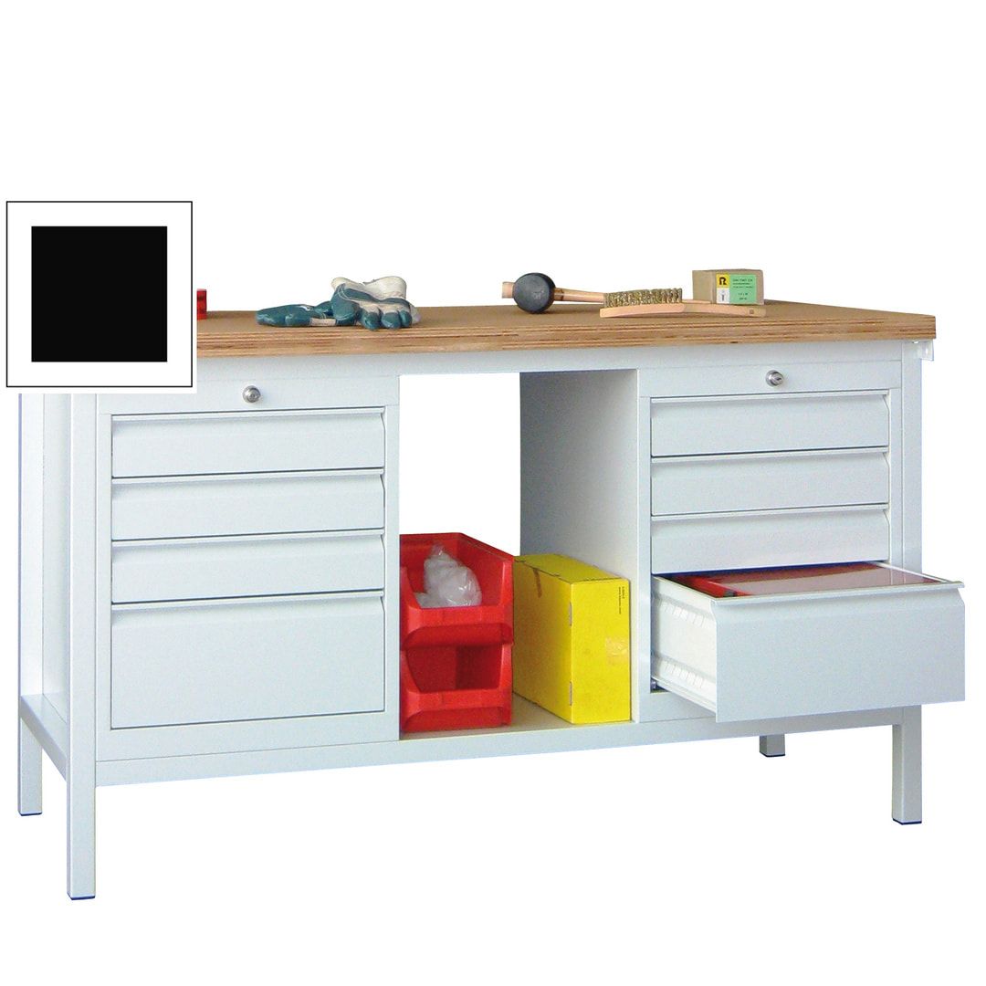 Werkbank - 2 Schubladenblöcke - 900 x 1.500 x 700 mm (HxBxT) - anthrazitgrau
