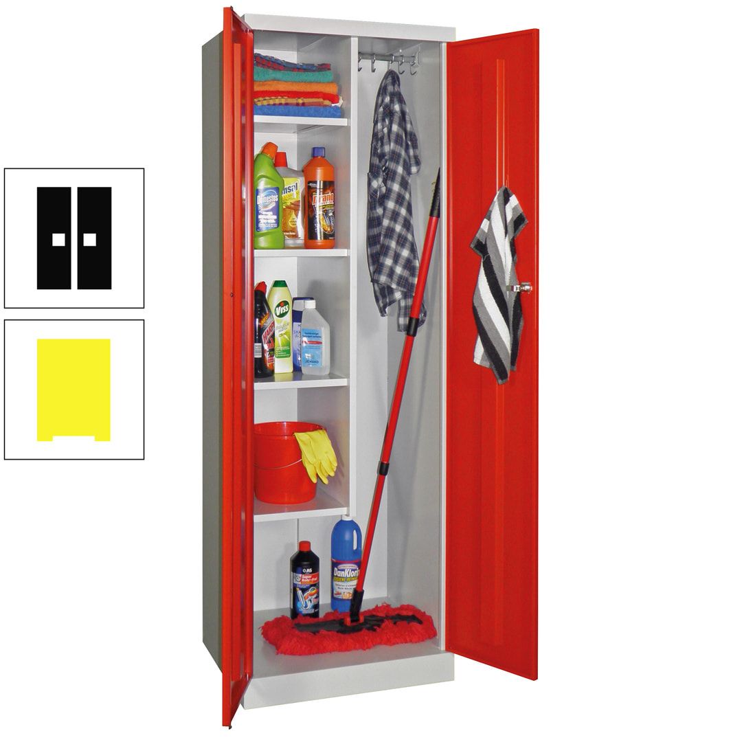 Putzschrank mit Sockel - 1 Abteil mit Trennwand - 1.800x600x500 mm (HxBxT) - Zylinderschloss - anthrazitgrau
