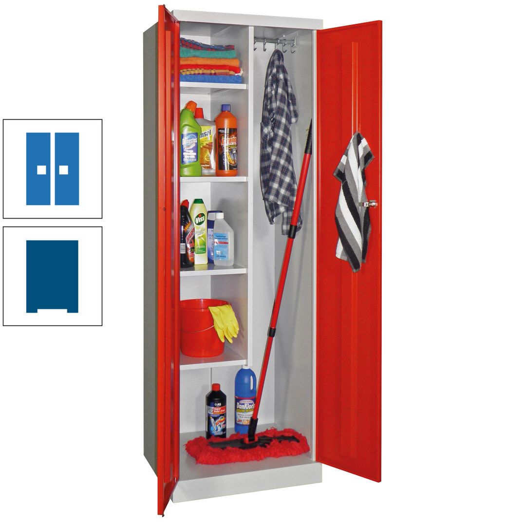 Putzschrank mit Sockel - 1 Abteil mit Trennwand - 1.800x600x500 mm (HxBxT) - Zylinderschloss - anthrazitgrau