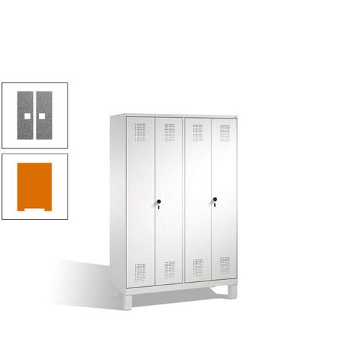 Doppel-Spind, Doppeltüren, Garderobenschrank mit Füßen, 4 Abteile a 300 mm, Korpus anthrazitgrau, Tür anthrazitgrau, 1.850 x 1.200 x 500 mm (HxBxT)