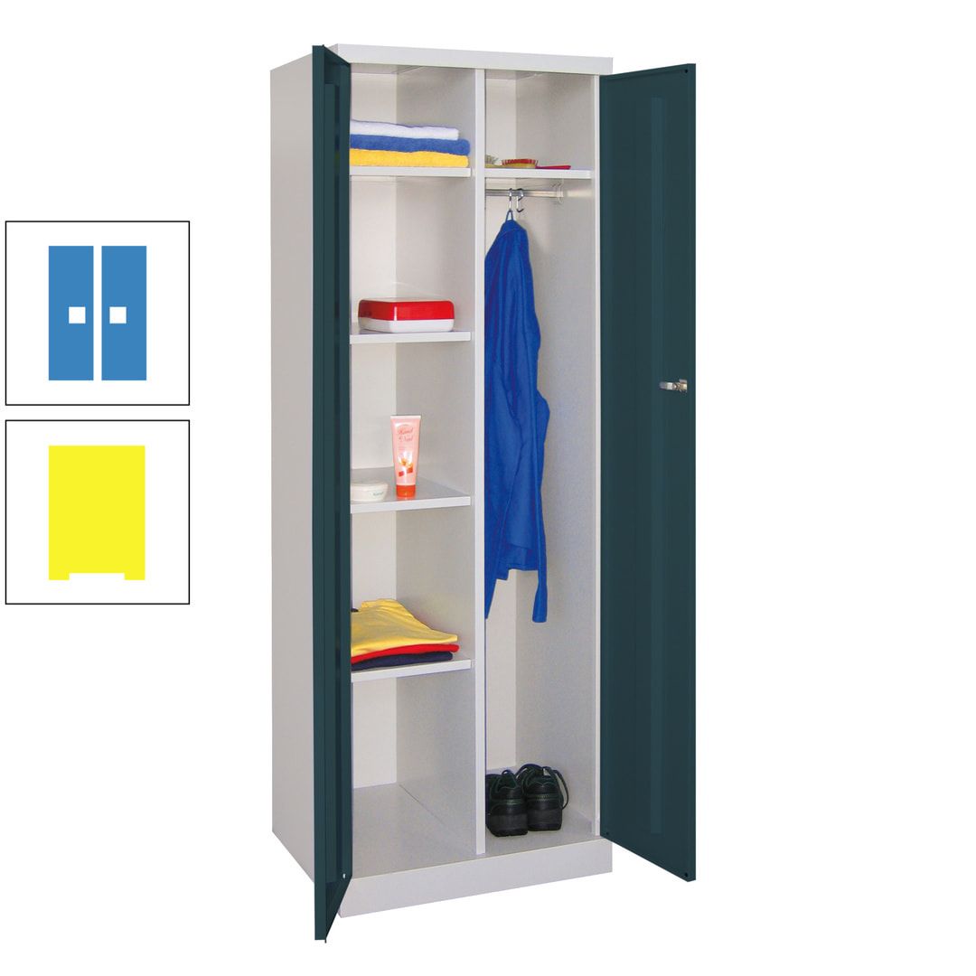 Kleiderschrank mit Sockel - Spind - 1 Abteil mit Trennwand - 1.800x600x500 mm (HxBxT) - Zylinderschloss - anthrazitgrau