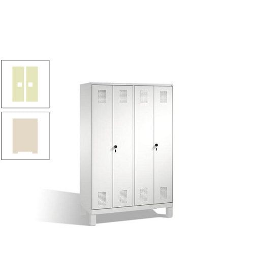 Doppel-Spind, Doppeltüren, Garderobenschrank mit Füßen, 4 Abteile a 300 mm, Korpus anthrazitgrau, Tür anthrazitgrau, 1.850 x 1.200 x 500 mm (HxBxT)
