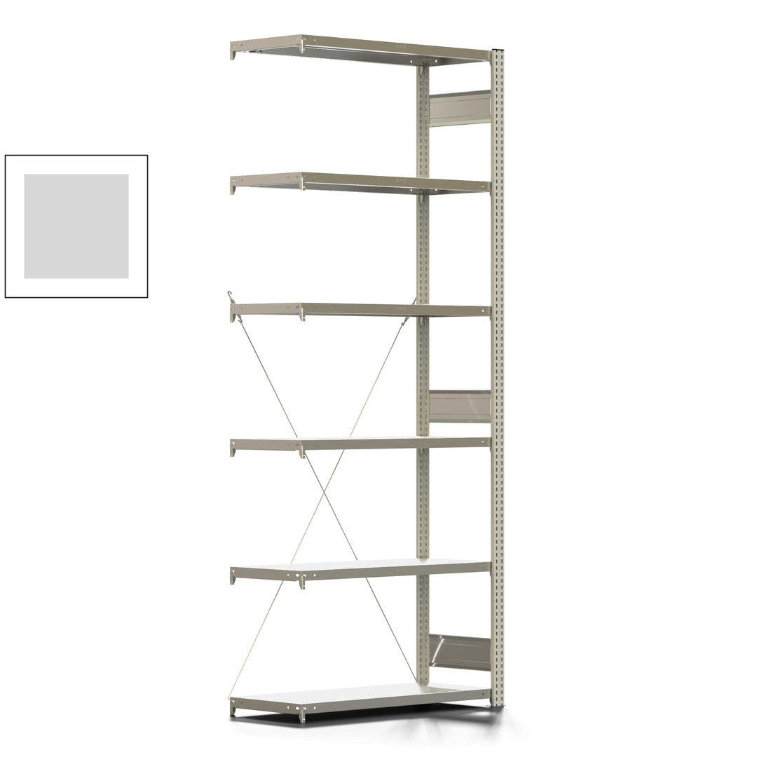 Fachbodenregal mit Tiefenriegel - 350 kg - 2.500 x 1.005 x 426 mm (HxBxT) - Anbauregal - 6 Böden - enzianblau - Lagerregal - Steckregal BERT