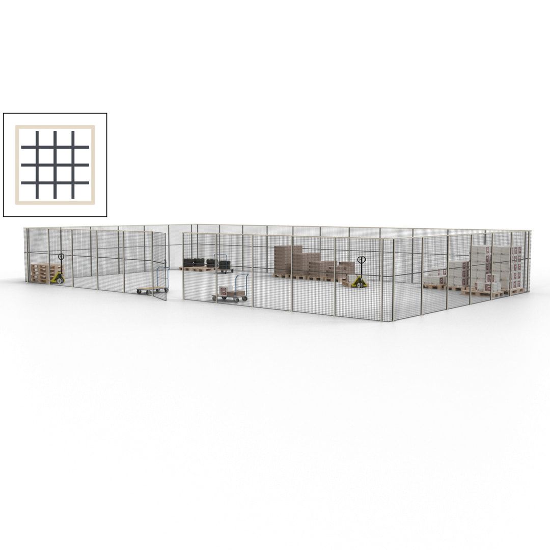Maschinen Schutzgitter - Hallentrennwand - Sicherheitszaun - Tür - 51 m - 2.200 x 16.900 x 9.400 mm (HxBxT) - enzianblau
