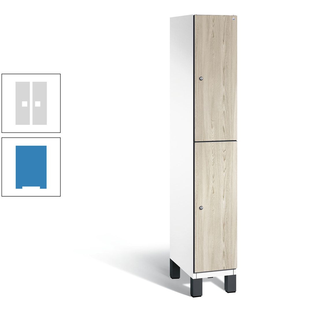 Fächerschrank, Garderobenschrank, mit Füßen, 1 Abteile, 1.980 x 300 x 525 mm (HxBxT), Korpus anthrazitgrau, Tür Donau-Ahorn