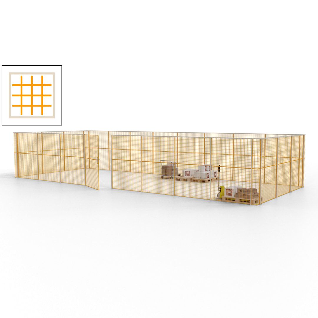 Maschinen Schutzgitter - Hallentrennwand - Sicherheitszaun - Tür - 33 m - 2.200 x 12.400 x 4.900 mm (HxBxT) - enzianblau