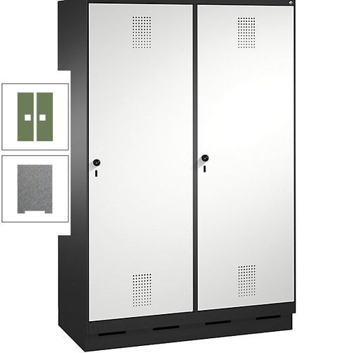 Doppel-Spind, Garderobenschrank, 2 Türen für 4 Abteile a 300 mm, Korpus anthrazitgrau, Türen anthrazitgrau, 1.800 x 1.200 x 500 mm (HxBxT)