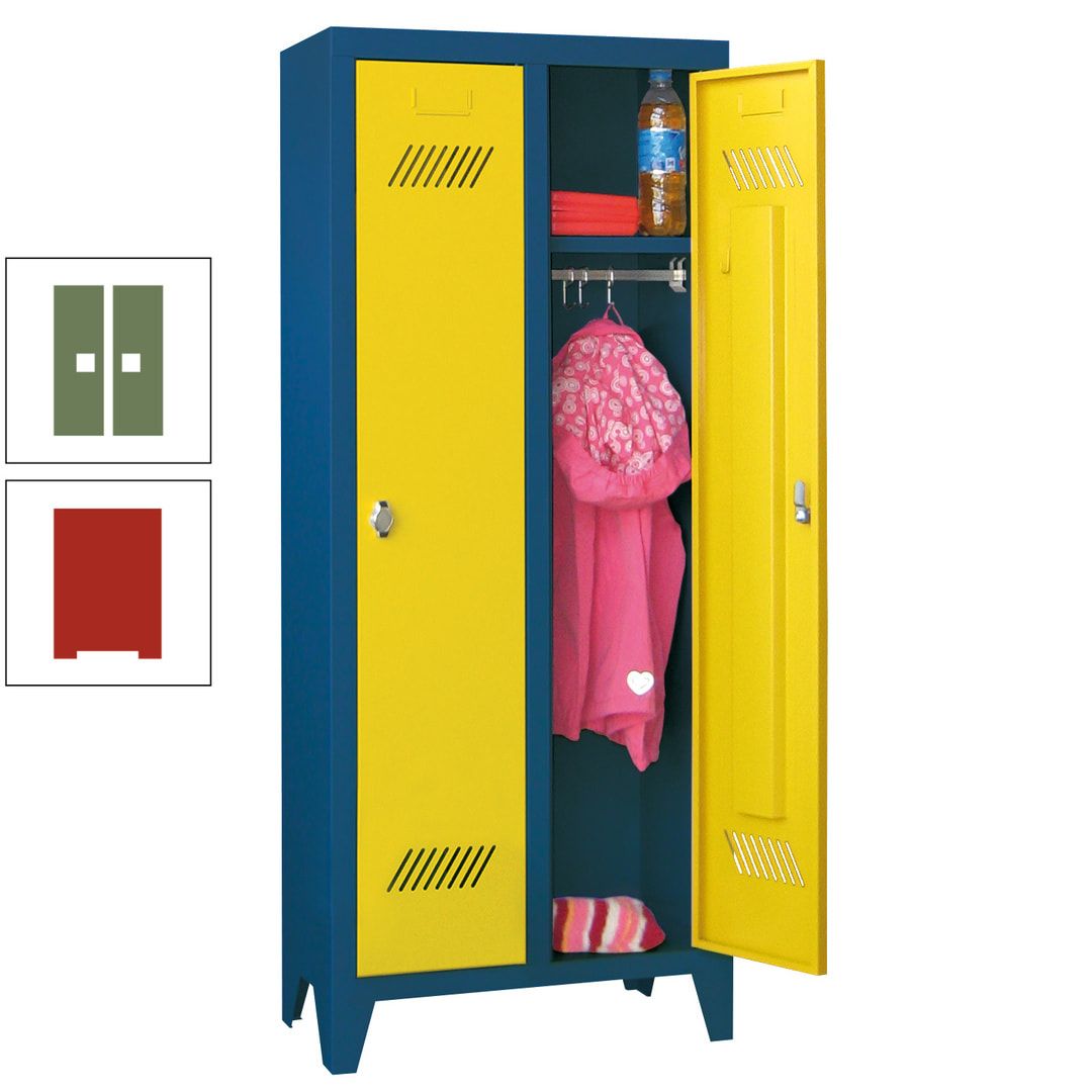Spindschrank f. Kindergärten - mit Füßen - Höhe 1.300 mm - 2 Abteile a 250 mm - Zylinderschloss - anthrazitgrau