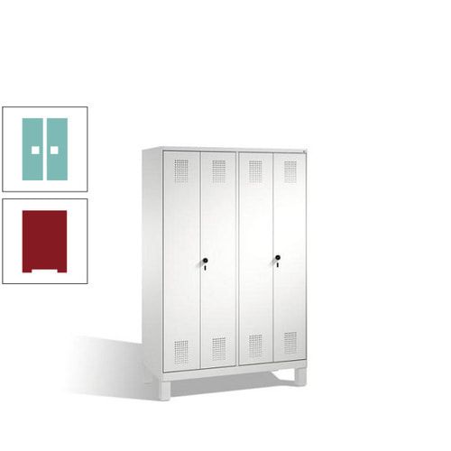 Doppel-Spind, Doppeltüren, Garderobenschrank mit Füßen, 4 Abteile a 300 mm, Korpus anthrazitgrau, Tür anthrazitgrau, 1.850 x 1.200 x 500 mm (HxBxT)