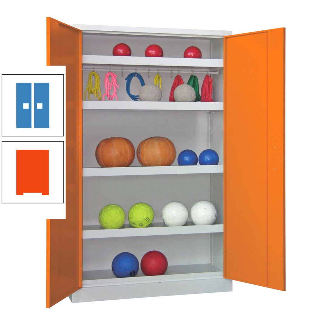 Ballschrank - Vollblechtüren - 4 Böden - 1 Hakenleiste - 1.950x1.200x500 mm (HxBxT) - anthrazitgrau