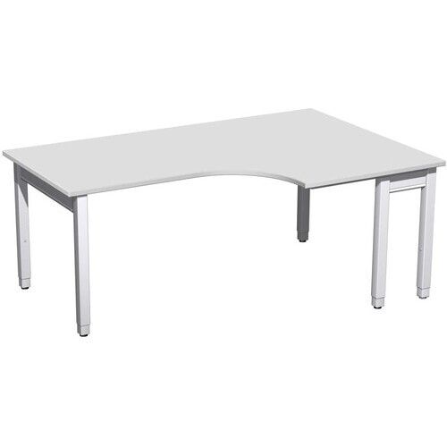 Eckschreibtisch, Eckteil 800 mm, rechts, einseitig verkürzt, 4-Fuß Quadrat Pro, höhenverstellbar, 680-800 x 1.600 x 1.200 mm (HxBxT), Dekor Ahorn