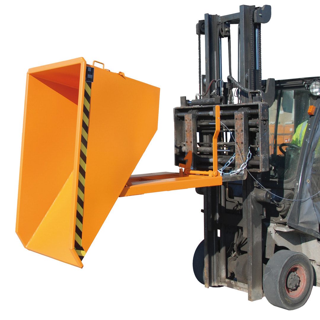 BAUER Kippbehälter - 1.000 l Volumen - 1.500 kg - Scheren-Kippmechanismus - feuerrot