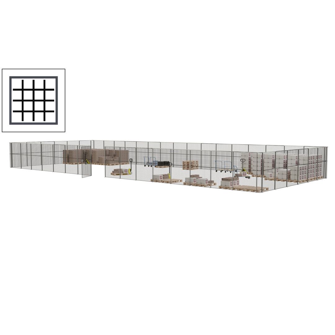 Maschinen Schutzgitter - Hallentrennwand - Sicherheitszaun - Tür - 66 m - 2.200 x 24.400 x 9.400 mm (HxBxT) - enzianblau