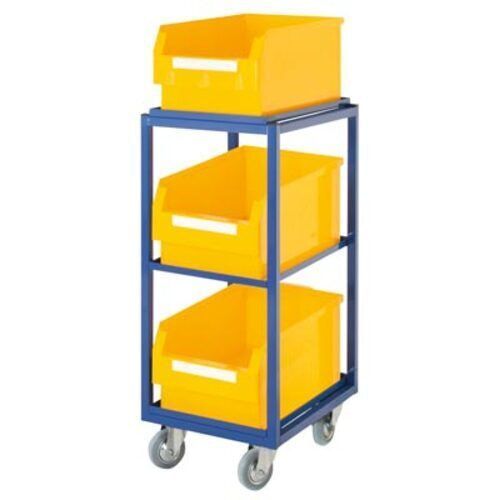 Kommissionierwagen für Sichtlagerkästen, Traglast 230 kg, Ladefläche 480 x 328 mm, 3 Etagen, Farbe enzianblau
