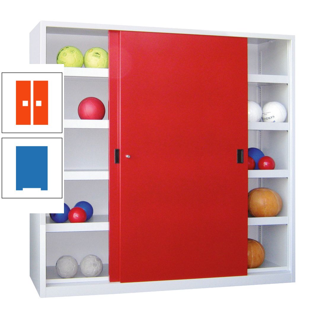 Ballschrank - Schiebetüren - Trennwand - 8 Böden - 1.950x1.500x600 mm (HxBxT) - anthrazitgrau