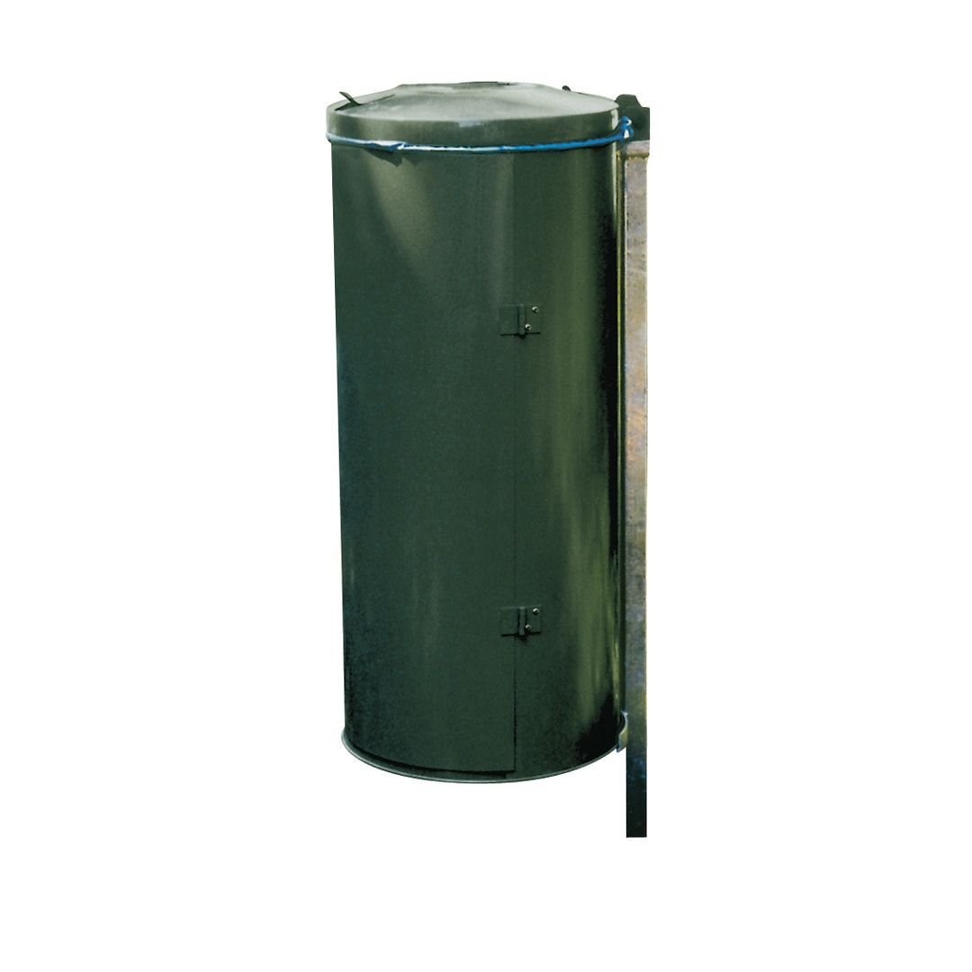 Abfallbehälter mit Flügeltür - Volumen 120 l - rund - 980 x 500 x 500 mm (HxBxT) - kieselgrau