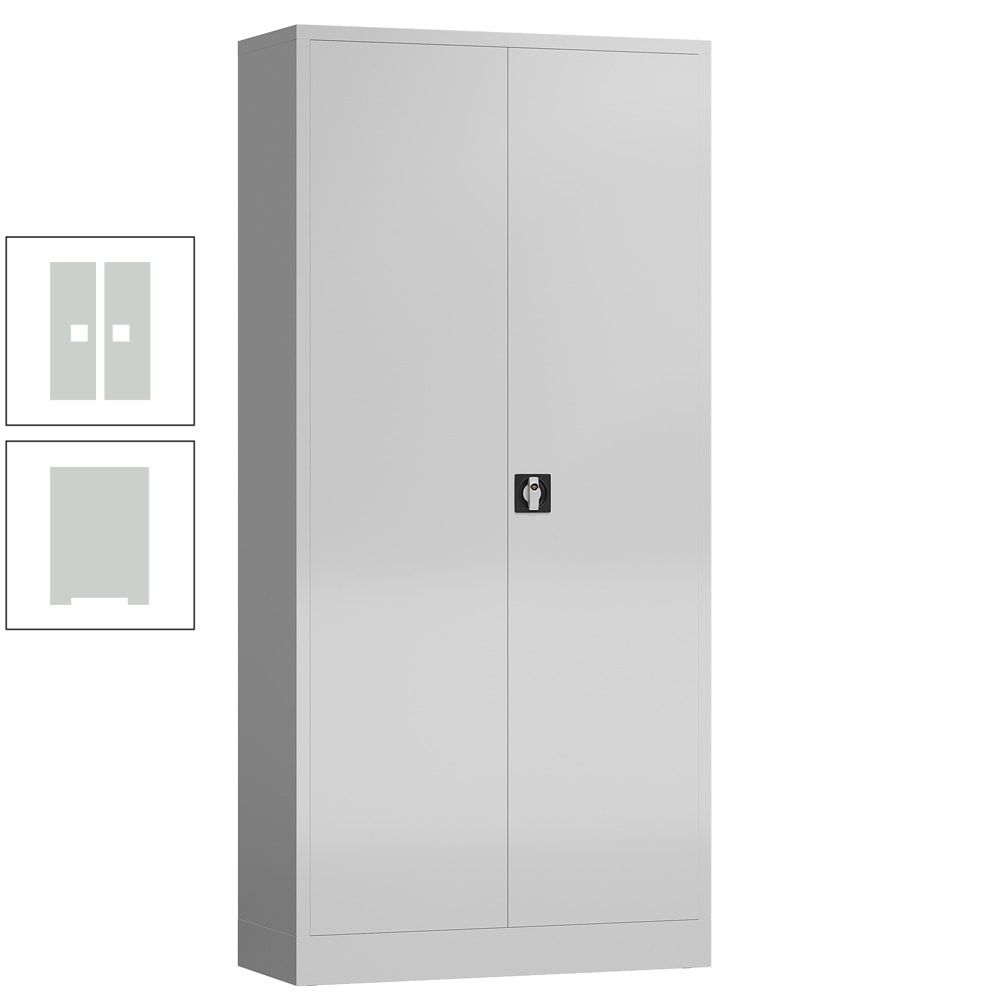 Aktenschrank, Büroschrank, abschließbar, Flügeltüren, 4 Fachböden, 1.945 x 920 x 420 mm (HxBxT), Stahl, Korpus und Türen lichtgrau