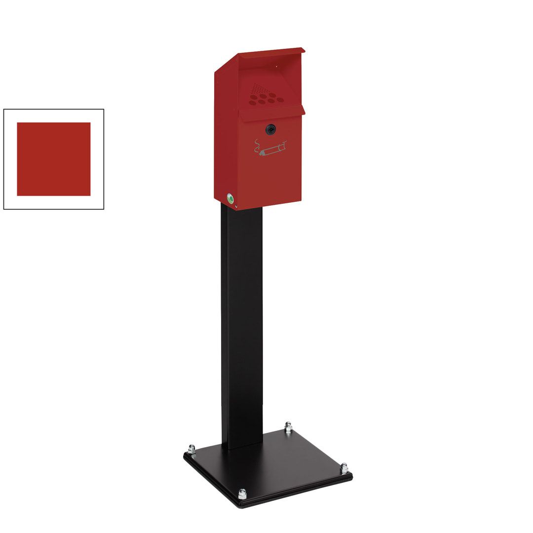 Standaschenbecher mit Schutzdach, 4 l Volumen, Standascher, 1.100 x 310 x 310 mm (HxBxT), Ascher, Turmaschenbecher, Antik-silber