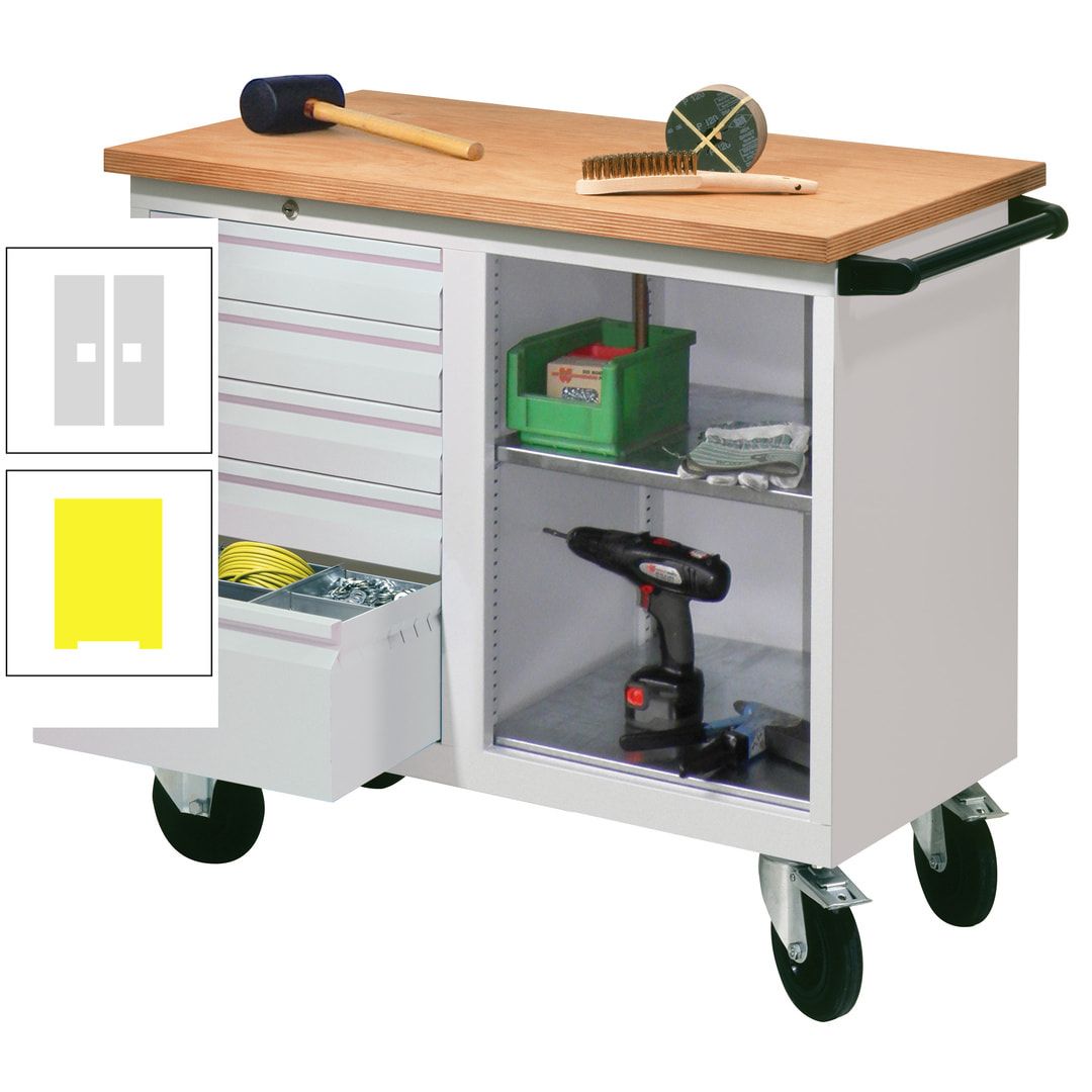 Mobile Werkbank - Werkstattwagen - 915 x 1.090 x 600 mm - 5 Schubladen und Ablagefach - anthrazitgrau