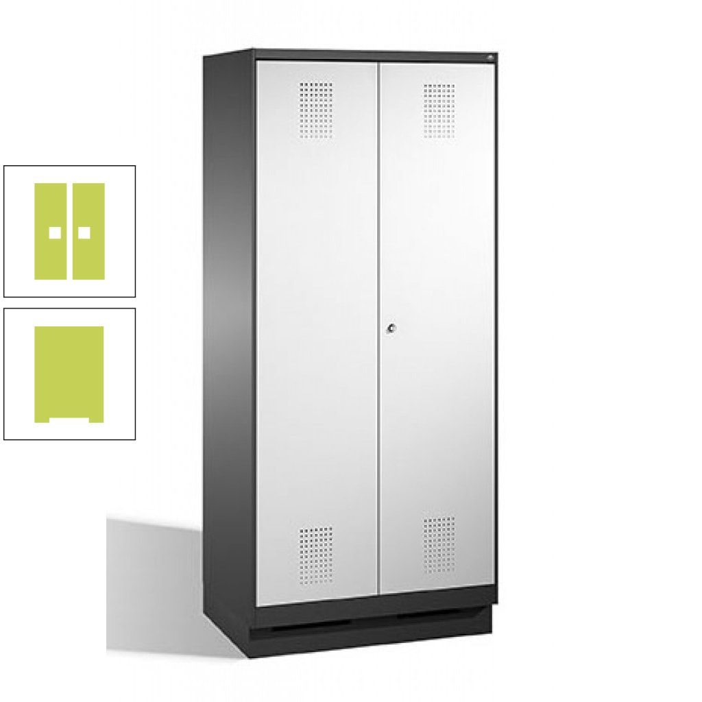 Doppel-Spind, Doppeltüren, Garderobenschrank mit Sockel, 2 Abteile a 400 mm, Korpus anthrazitgrau, Tür anthrazitgrau, 1.800 x 800 x 500 mm (HxBxT)