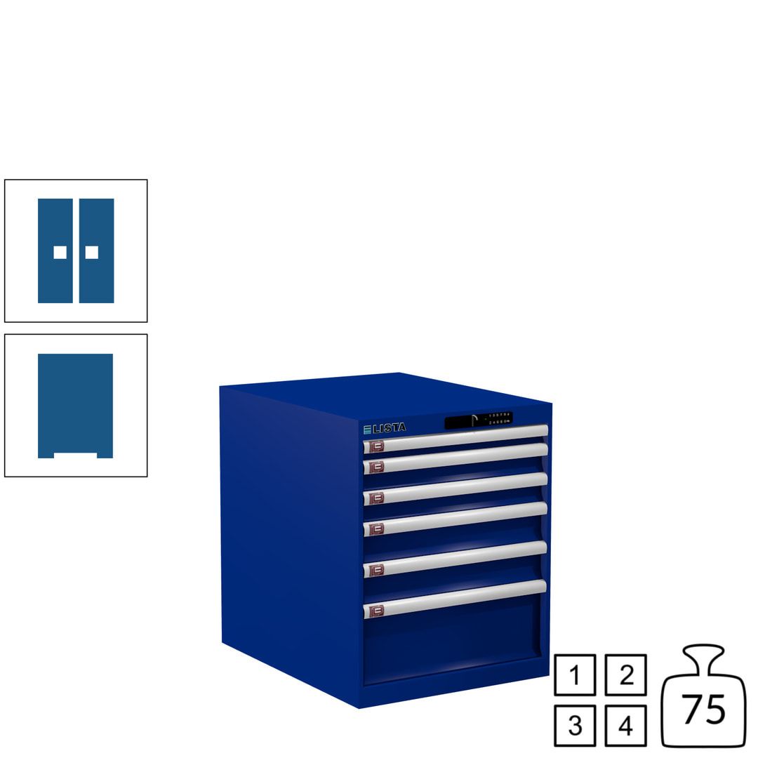 Lista Schubladenschrank - 14.352.010 - 700x564x725 mm (HxBxT) - 6 Schubladen - 75 kg - Key Lock - lichtblau (RAL 5012)