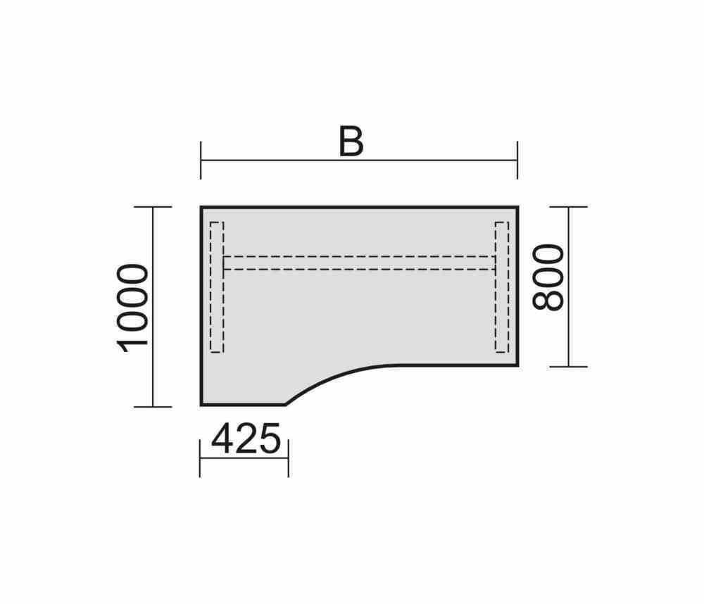 Eckschreibtisch, Ecke links, Füße einseitig verkürzt, C-Fuß Pro, 720 x 1.600 x 1.000 mm (HxBxT), Gestell silber, Dekor Ahorn