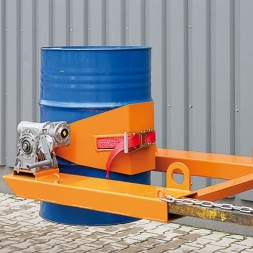 Eichinger Fass- und Mülltonnenkipper, für Gabelstapler und Kran, Kippvorgang: Handkurbel, Traglast 400 kg, Kettensicherung, Farbe anthrazitgrau