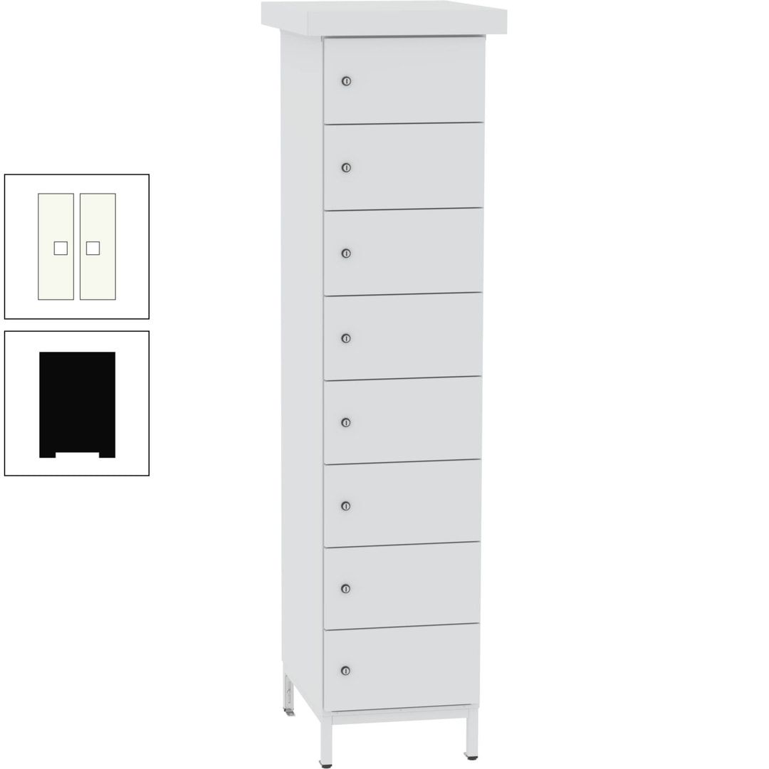 Akkuschrank, Batterieladeschrank, 8 Fächer, Schutzart IP54, Schuko, 1.855 x 400x 570 mm (HxBxT), Korpusfarbe anthrazitgrau, Frontfarbe anthrazitgrau