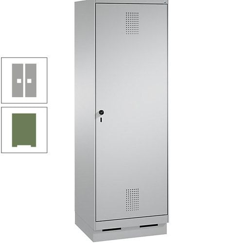 Doppel-Spind, Garderobenschrank, 1 Tür für 2 Abteile a 300 mm, Korpus anthrazitgrau, Türen anthrazitgrau, 1.800 x 600 x 500 mm (HxBxT)