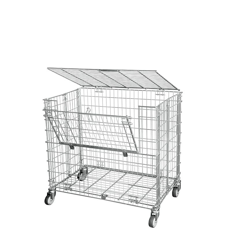 Ballwagen, Drahtgitterwagen, Rollbehälter, Metallkorb, verzinkt, Füllhöhe 870 mm, 4 Lenkrollen, 150 kg Tragkraft, 1.000 x 1.040 x 610 mm (HxBxT)