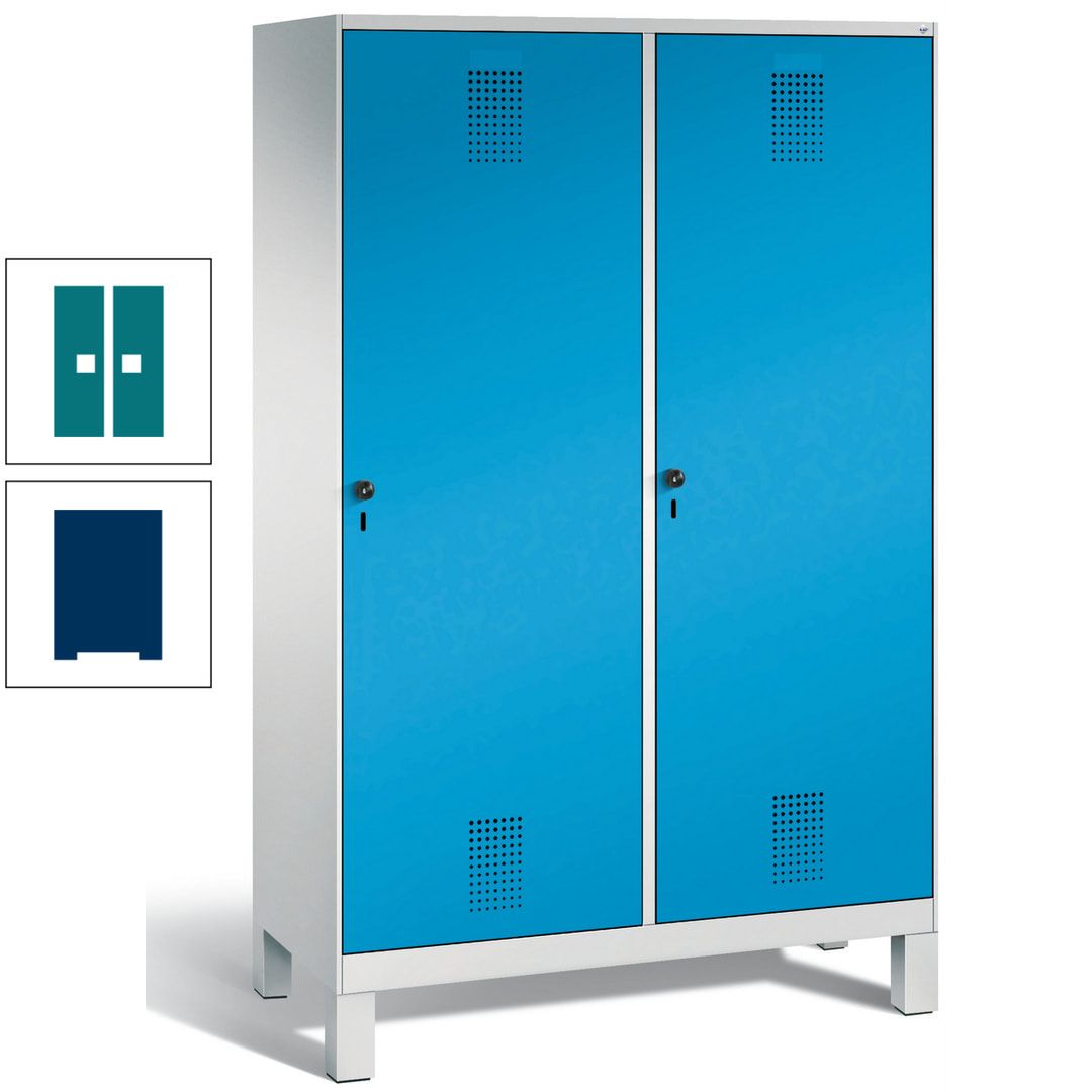 Doppel-Spind, Garderobenschrank, 2 Türen für 4 Abteile a 300 mm, Korpus anthrazitgrau, Türen anthrazitgrau, 1.850 x 1.200 x 500 mm (HxBxT)