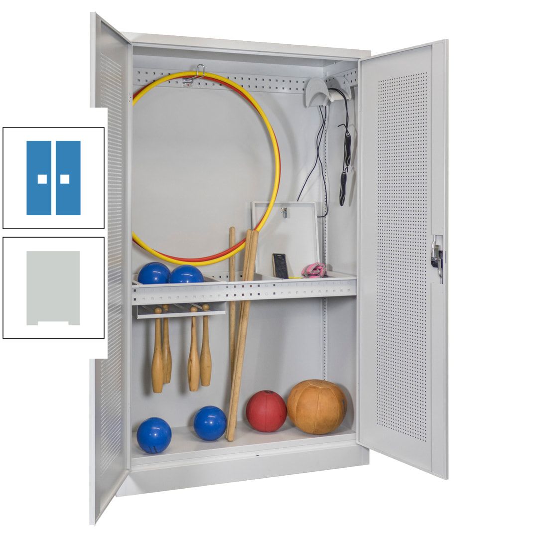 Sportschrank - Lochfeldtüren - Variante 1 - 1.950x1.200x500 mm (HxBxT) - anthrazitgrau