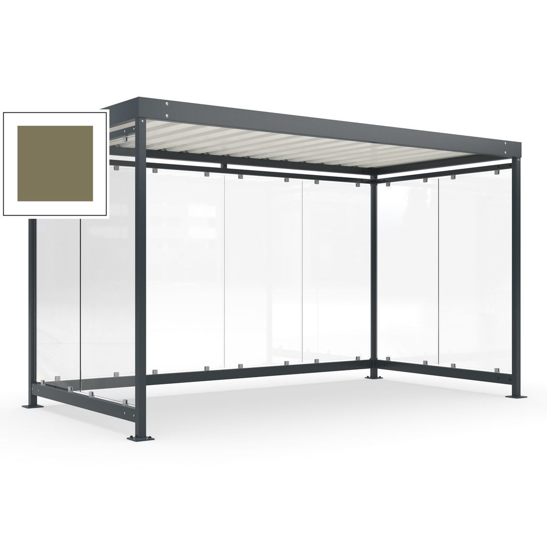 Fahrradunterstand, Fahrgastunterstand, Bushaltestelle, Bausatz, 12-13 Personen, 2.510 x 4.195 x 2.165 mm (HxBxT), 8 Wände, Achatgrau
