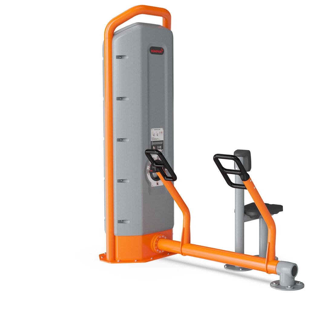 Horizontal Rudern Pro, Schulter, oberer Rücken, anpassbar, geschlossenes Gehäuse, multifunktionale Griffe, 2.140 x 1.100 x 1.890 mm (HxBxT), Orange