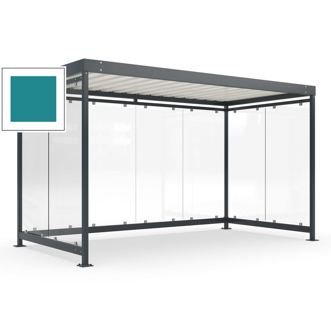 Fahrradunterstand, Fahrgastunterstand, Bushaltestelle, Bausatz, 12-13 Personen, 2.510 x 4.195 x 2.165 mm (HxBxT), 8 Wände, Achatgrau