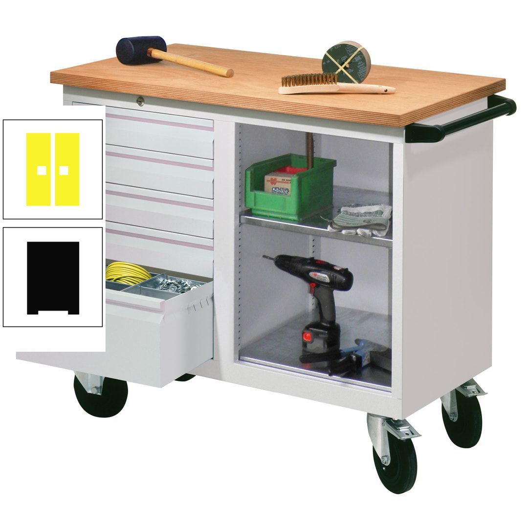 Mobile Werkbank - Werkstattwagen - 915 x 1.090 x 600 mm - 5 Schubladen und Ablagefach - anthrazitgrau