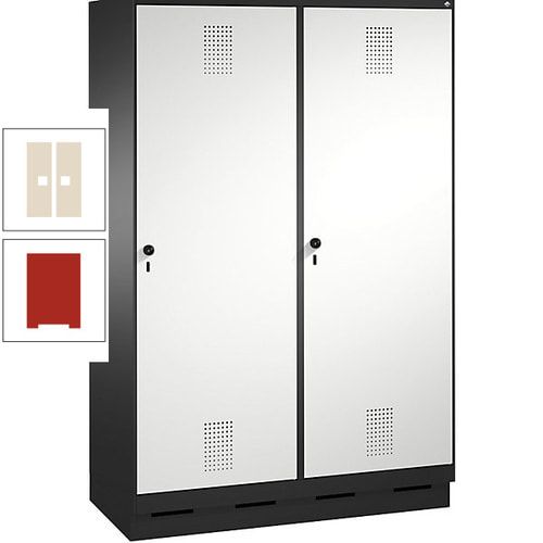 Doppel-Spind, Garderobenschrank, 2 Türen für 4 Abteile a 300 mm, Korpus anthrazitgrau, Türen anthrazitgrau, 1.800 x 1.200 x 500 mm (HxBxT)